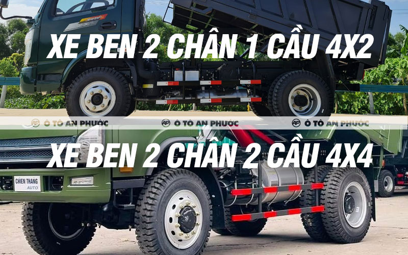 So sánh xe ben về cấu hình trục/chân xe