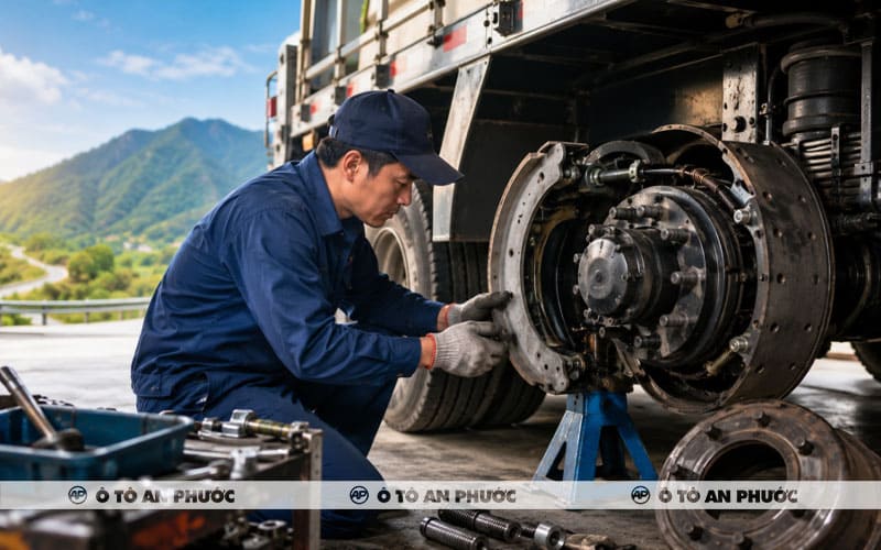 bảo dưỡng hệ thống phanh mooc xương
