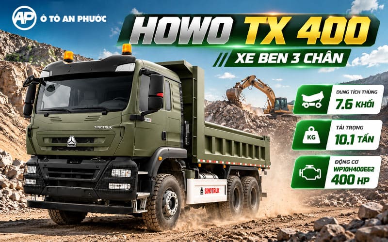 Xe ben 3 chân Howo TX 400